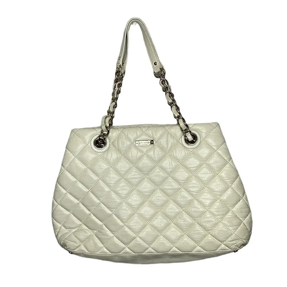 Kate Spade Cream Quilted Maryanne Shoulder Bag With Chain Handles.